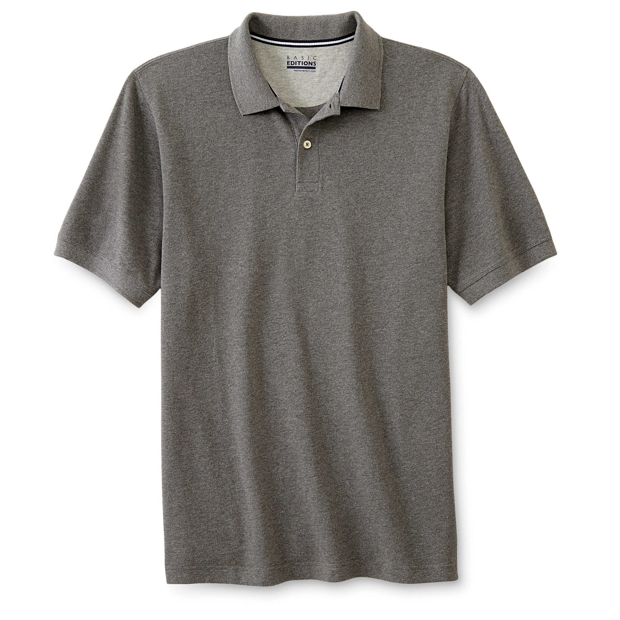 Basic Editions Men's Big & Tall Pique Polo Shirt - Heathered