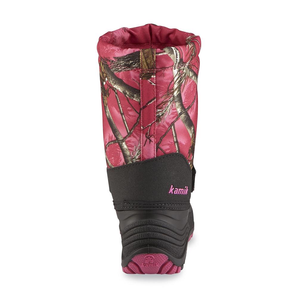 Kamik Girl's Rocket2 Pink/Black/Camo Waterproof Winter Snow Boot