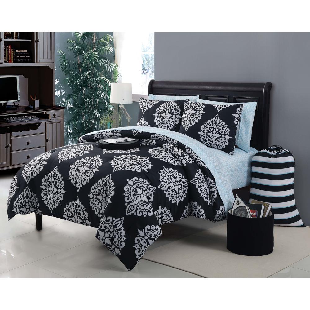 VCNY Home Daria Comforter Set in Black/Blue