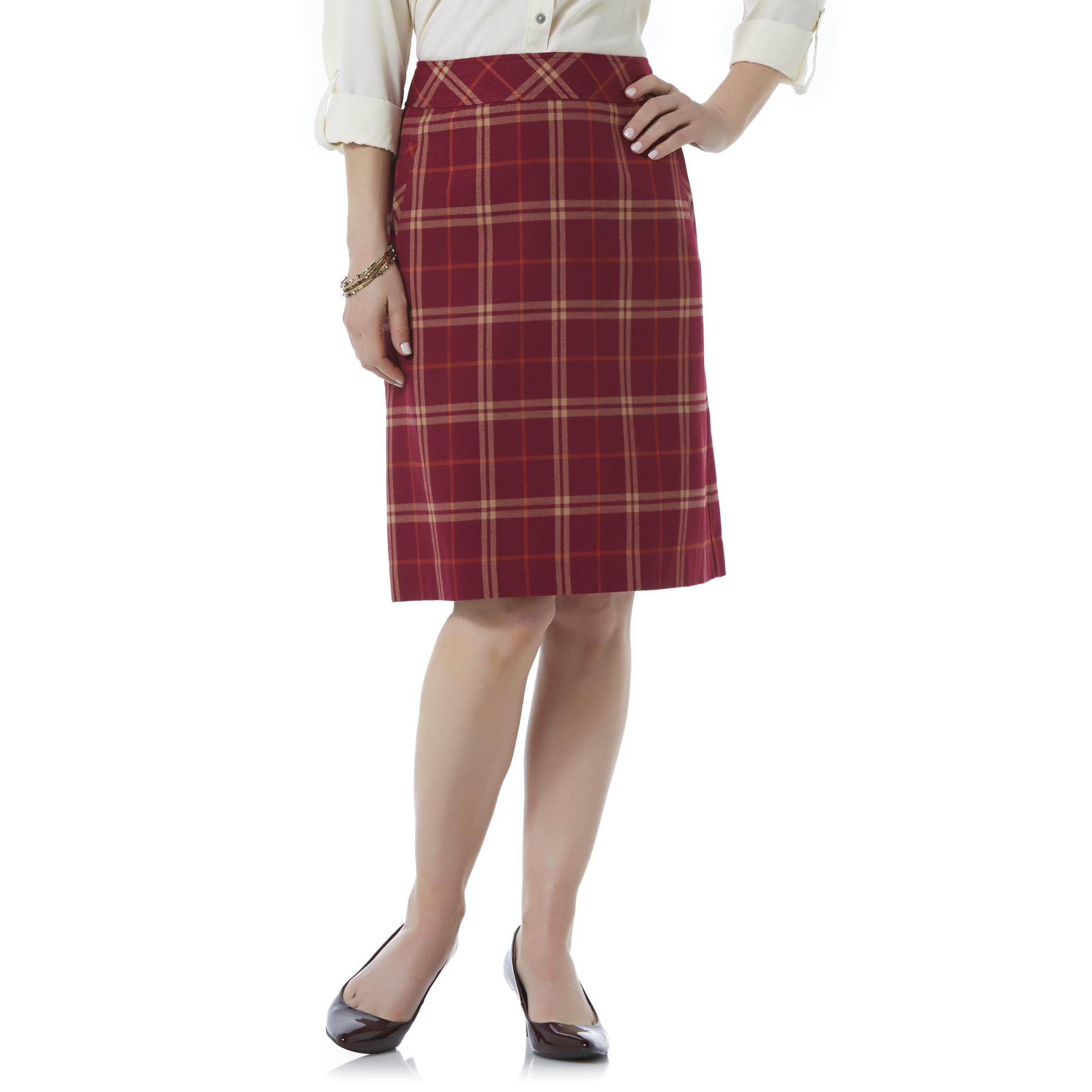 Petite's Pencil Skirt - Plaid