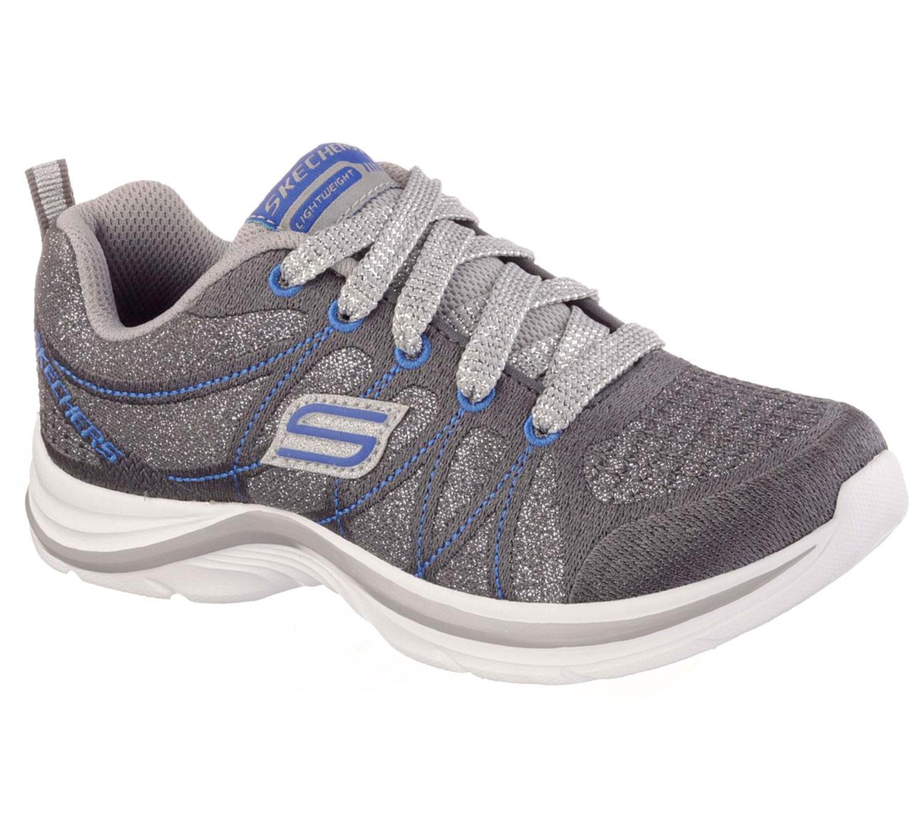 Skechers Girl's Bling Thing Charcoal/Blue Athletic Shoe
