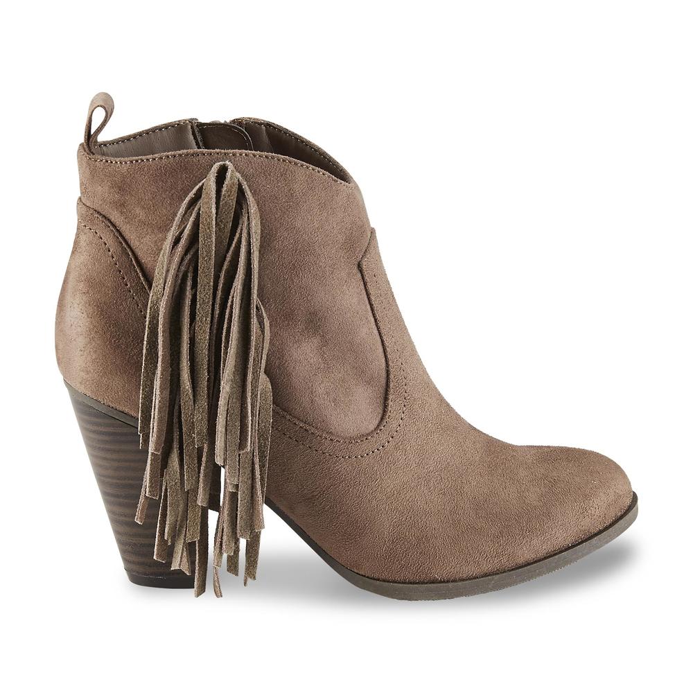 Bongo Women's Willow Taupe Fringe Western Ankle Bootie