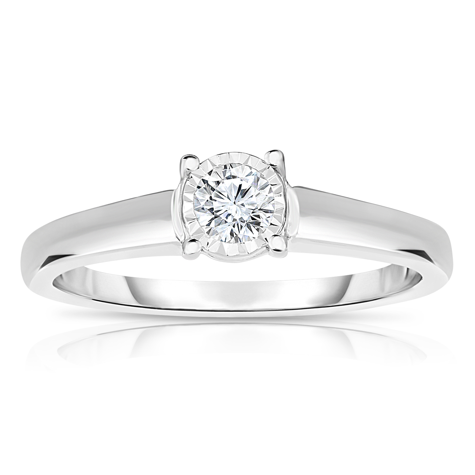 Tru Miracle 0.20 CTTW Round Diamond Solitaire 10K Ring