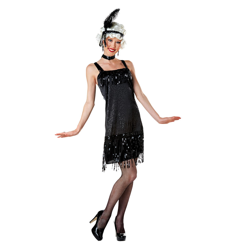 Totally Ghoul Ladies Black Fringe Flapper Halloween Costume