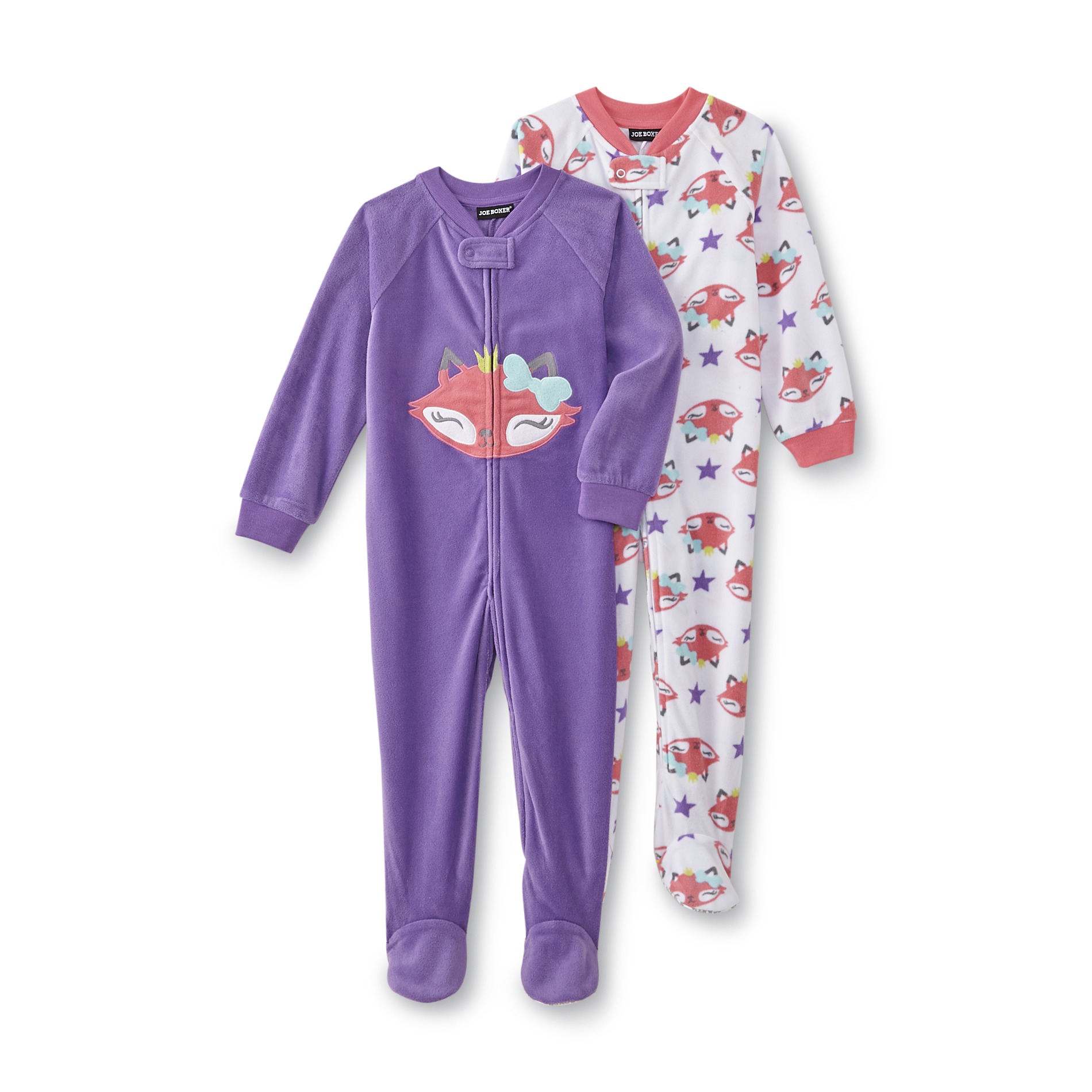 Joe Boxer Infant & Toddler Girl's 2-Pairs Fleece Sleeper Pajamas