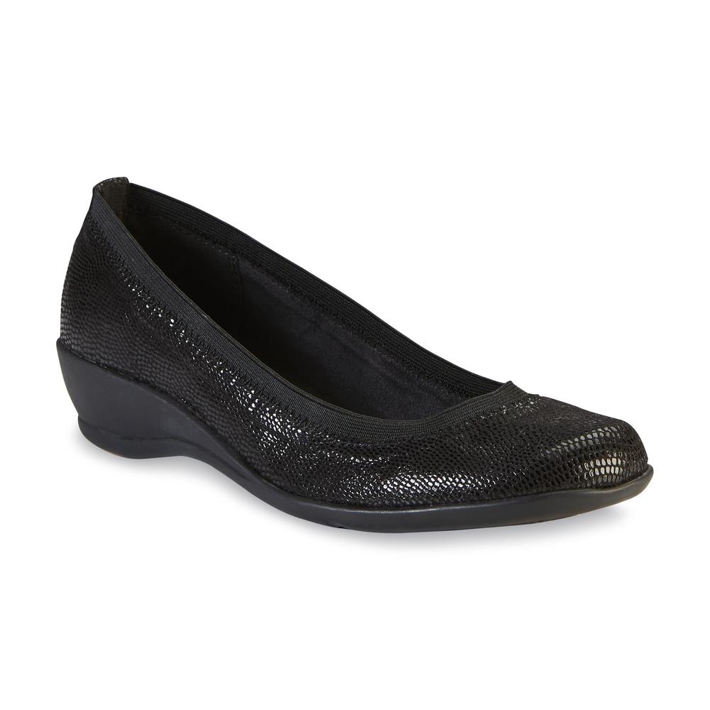 Soft Style by Hush Puppies Women's Rogan Black/Snakeskin Comfort Wedge - Wide Widths Available