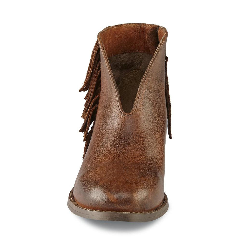 Diba Women's Pony Up Brown Laether Western Bootie