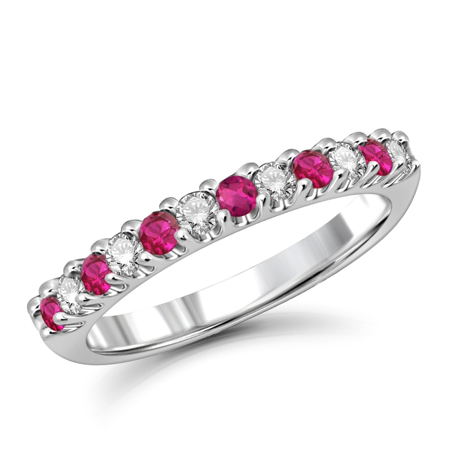 Ladies 0.70 CTW Created Ruby and White Topaz Stackable Ring