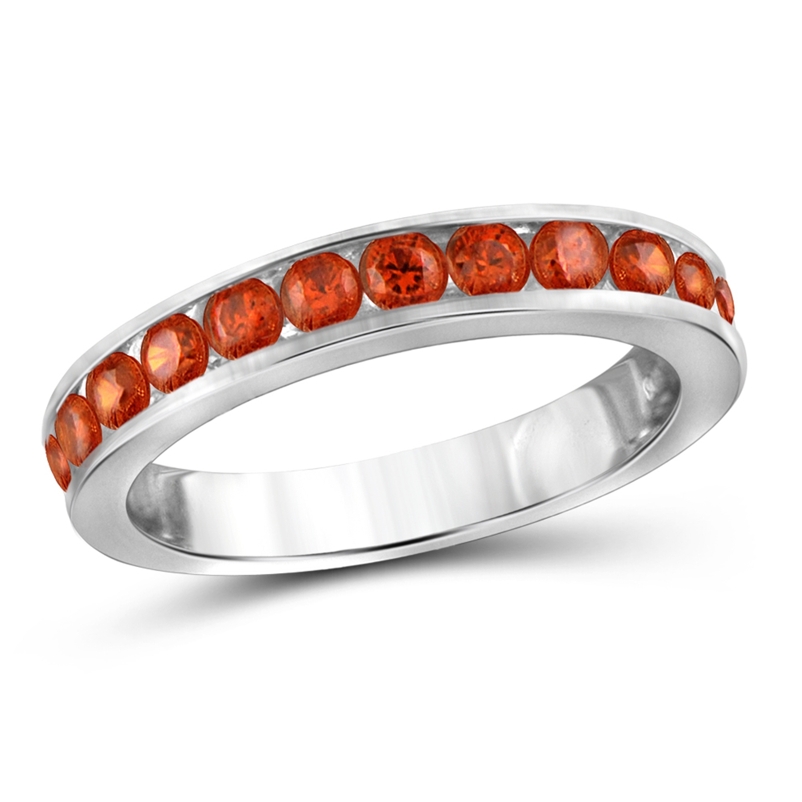 Ladies 0.50 CTW Created Madarine Garnet Stackable Ring
