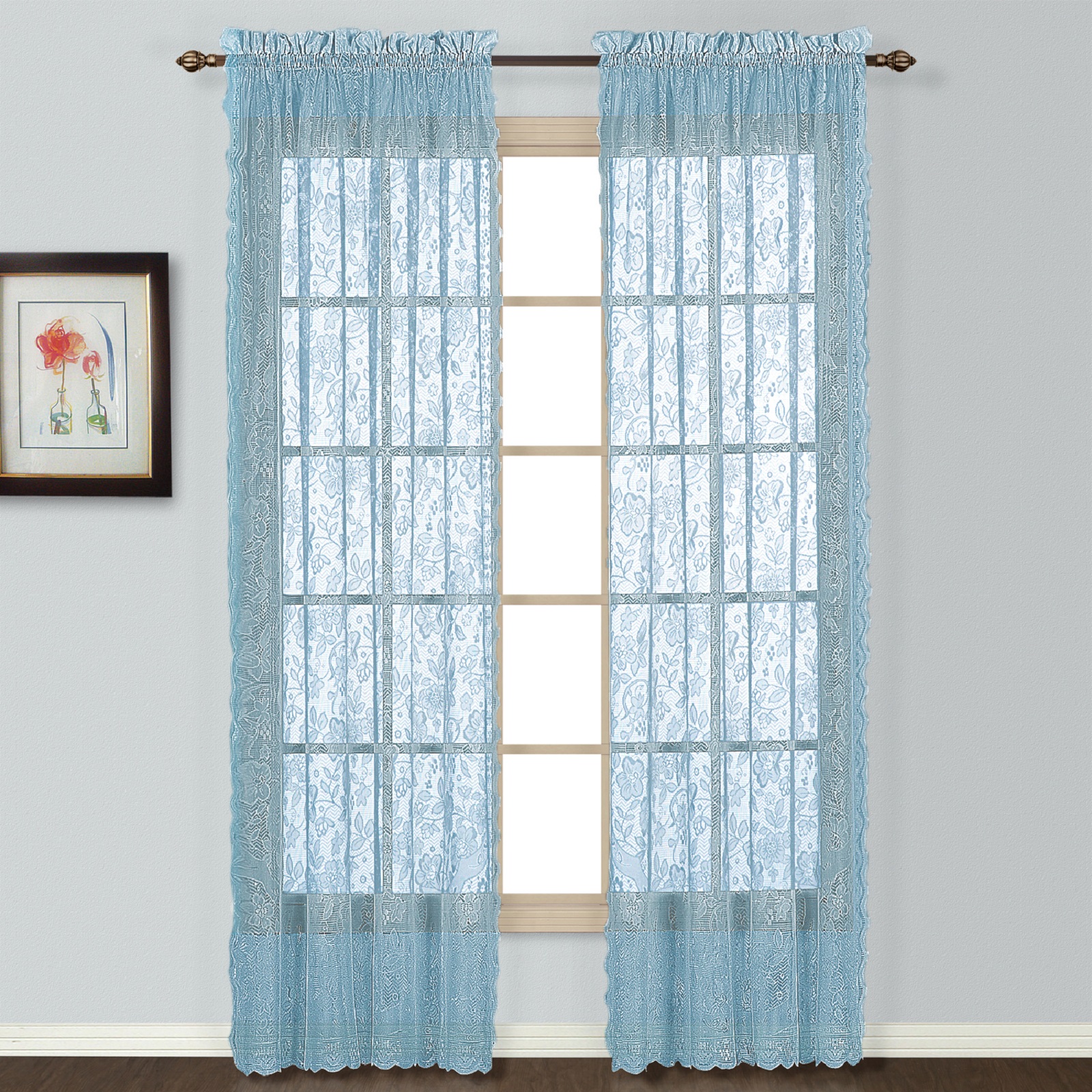 United Curtain Company Windsor 56" x 63" elegant lace window panel