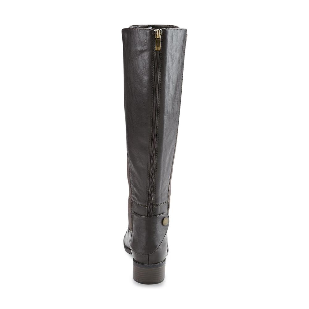 Intaglia Designs Women's Rio Brown Extended-Calf Knee-High Fashion Boot - Wide Width Available