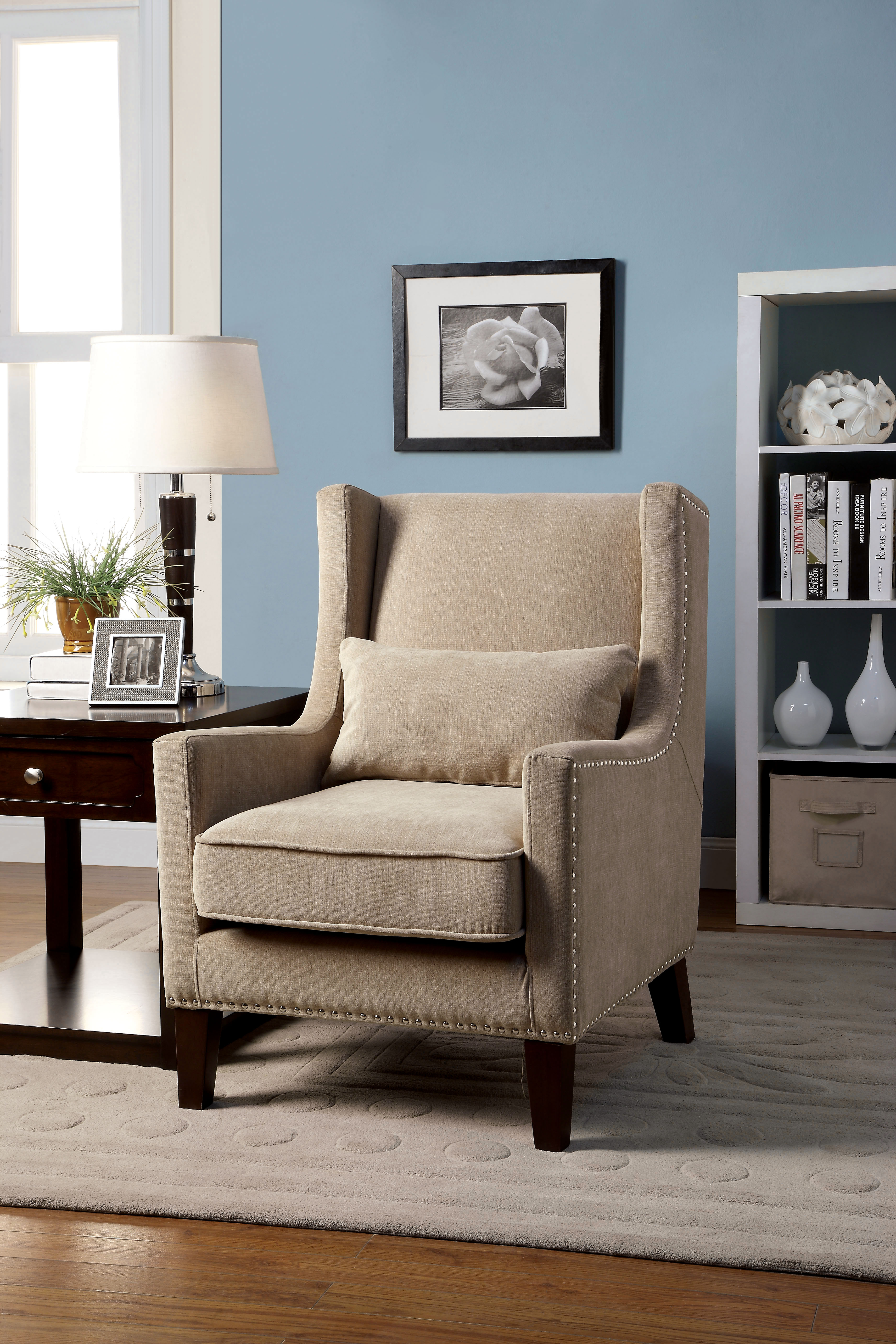 Furniture of America Relia High Wingback Accent Chair ...