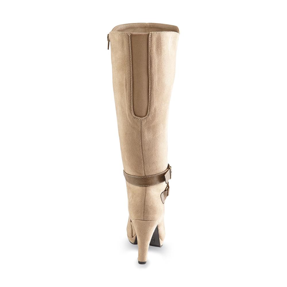 2 Lips Too Women's Too Moon Taupe Extended-Calf Knee-High Boot