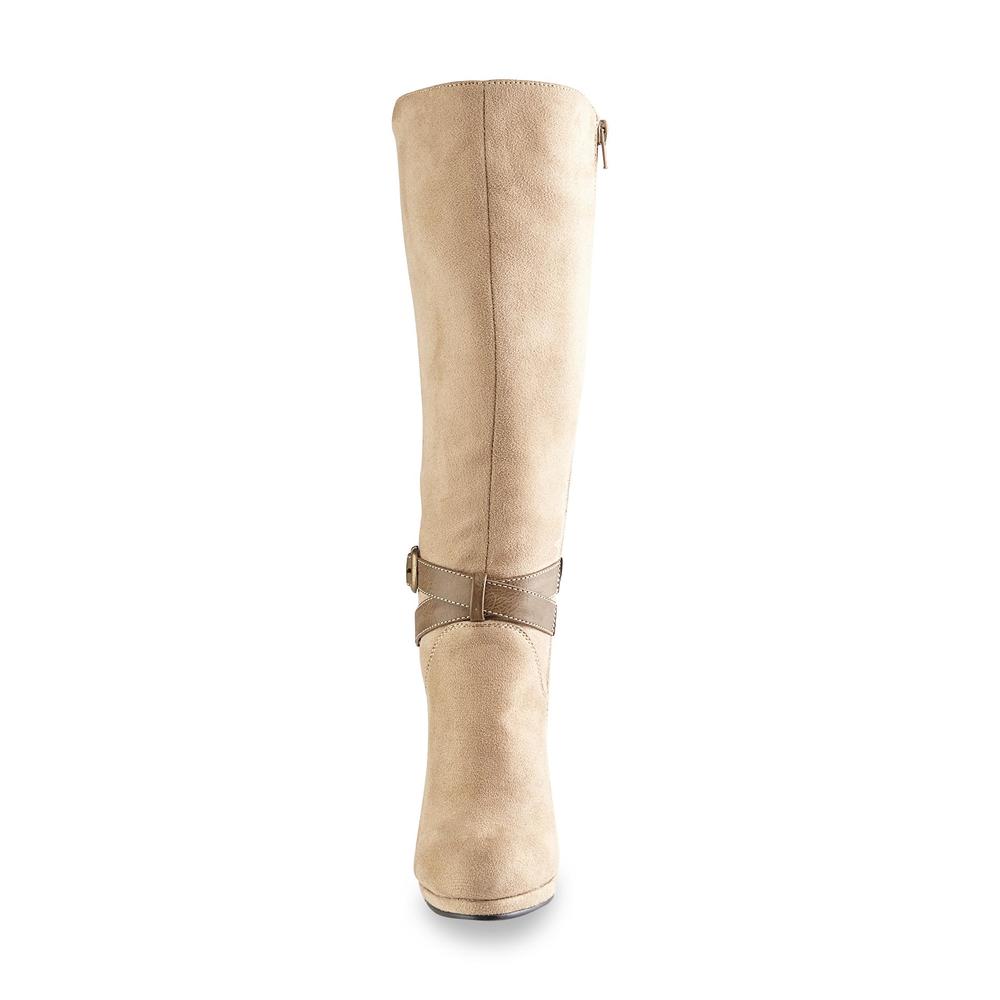 2 Lips Too Women's Too Moon Taupe Extended-Calf Knee-High Boot