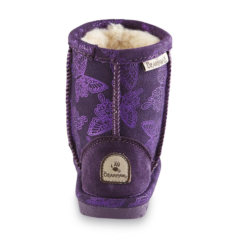 Bear Paw Toddler Girl's Belle Purple/Butterfly Faux Shearling Cozy Boot