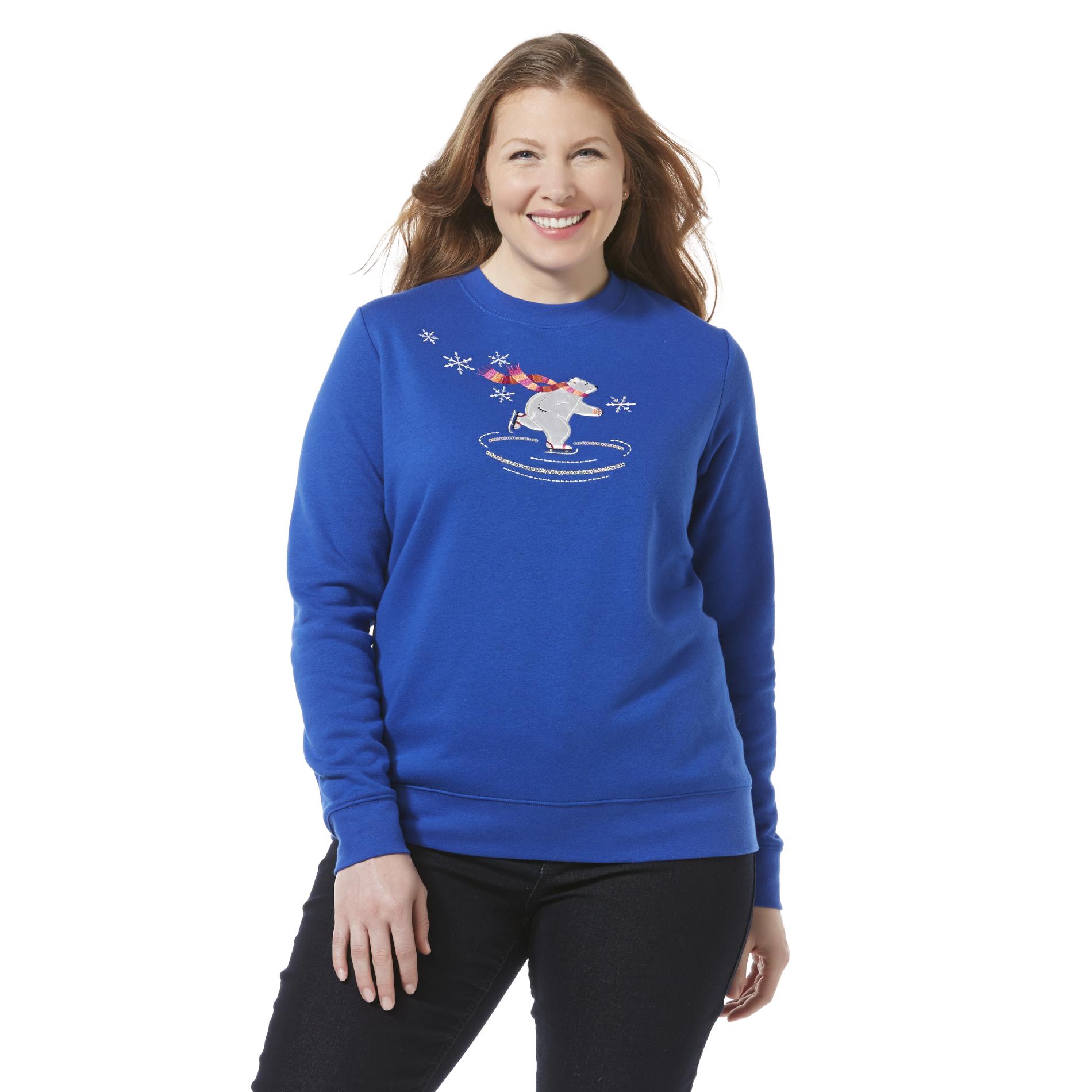 Holiday Editions Women's Plus Embroidered Sweatshirt