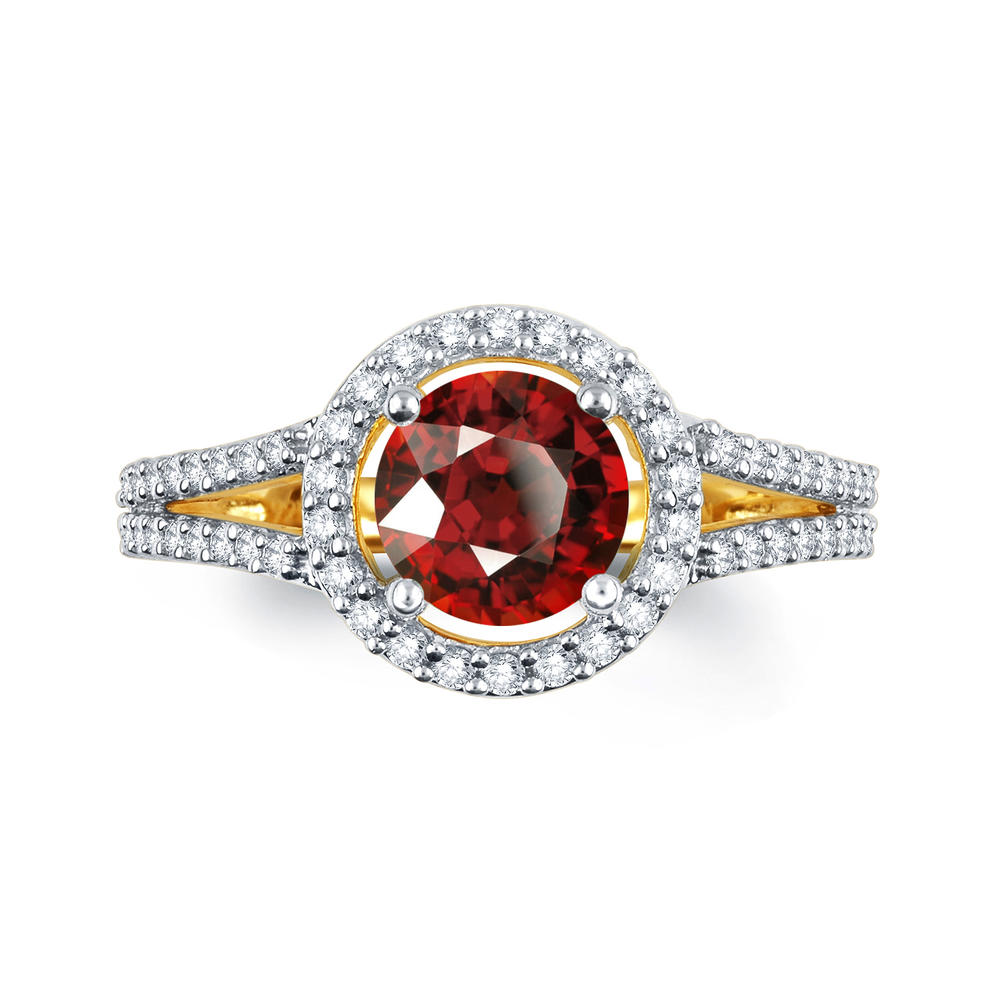 Ring In Gold Over Silver with Created Garnet & White Sapphire