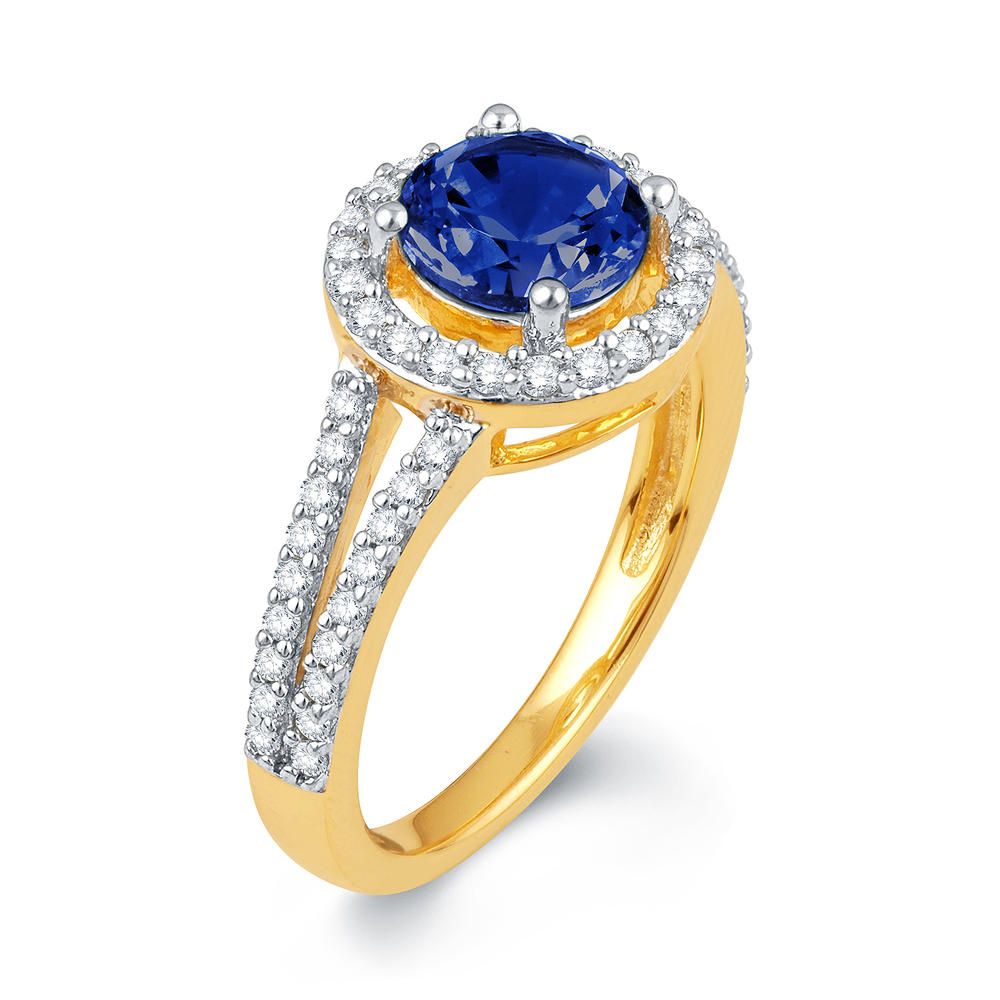 Ring in Gold Over Silver with Created Blue & White Sapphire