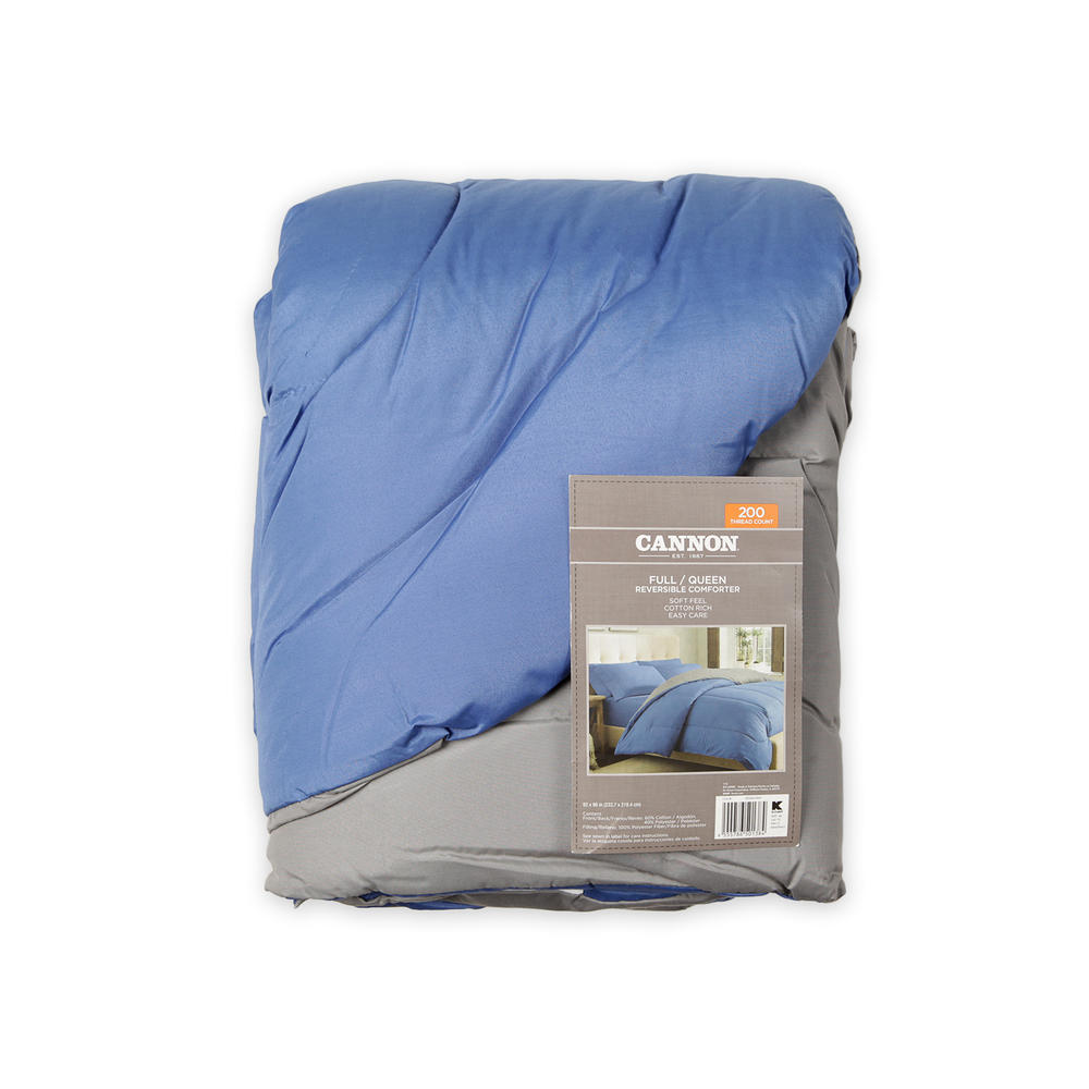 Cannon Solid Reversible Comforter - Denim/Silver