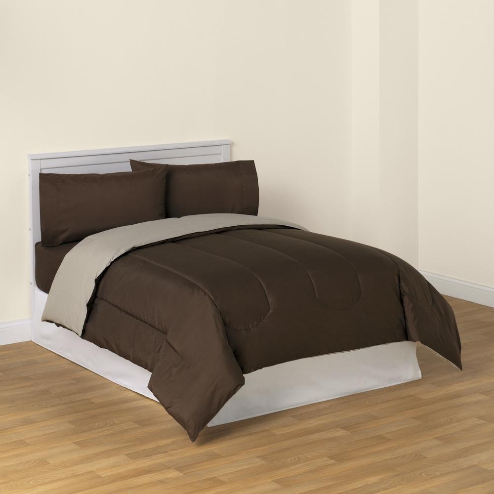 Cannon Solid Reversible Comforter - Cocoa/Taupe