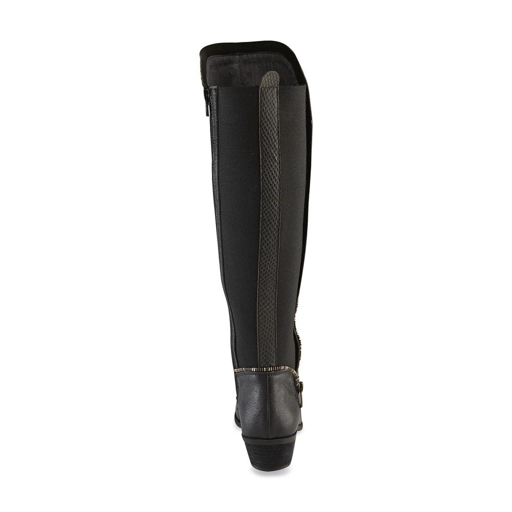 Nicole Women's Terie Leather Knee-High Boot - Black