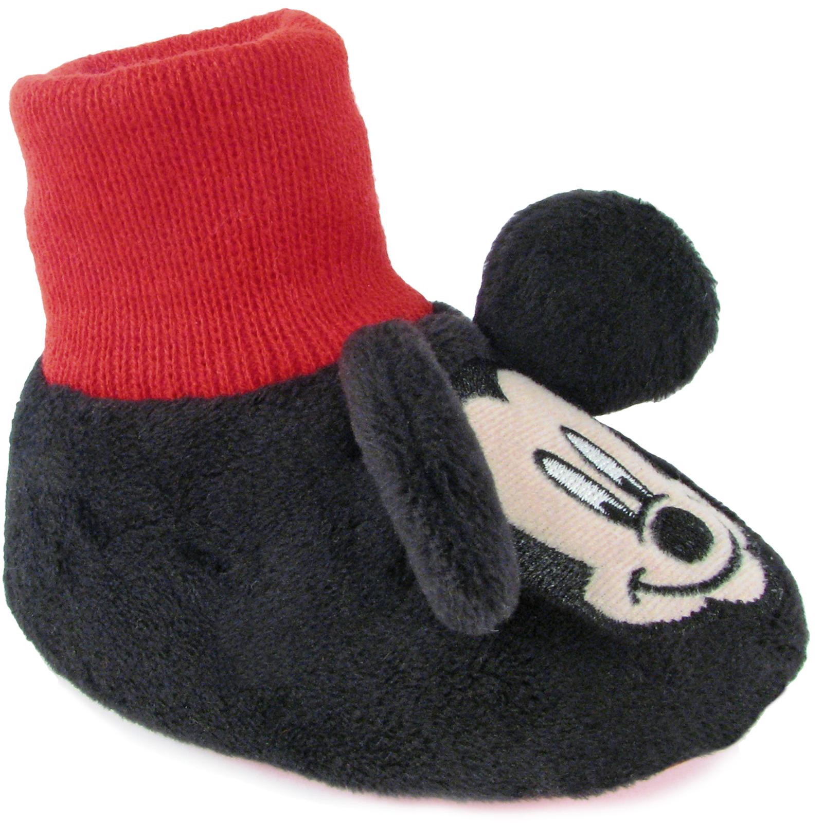 Disney Boy's Mickey Mouse Black/Red Plush Slipper