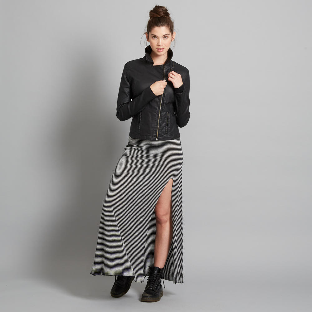 Adam Levine Women&#8217;s Grey/Black Striped Maxi Skirt