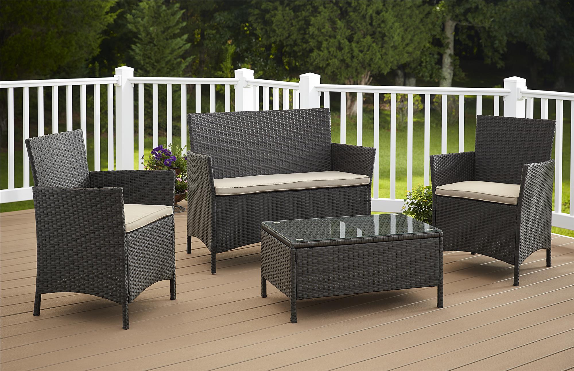 Cosco Home and Office Products Jamaica 4pc Resin Wicker Patio Seating Set Multiple Colors
