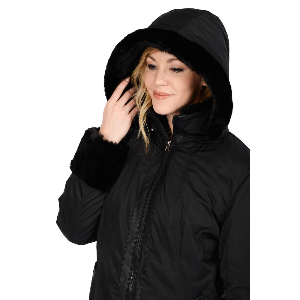 Excelled Women's Polyester Activewear with Faux Fur Trim Hood and Cuffs