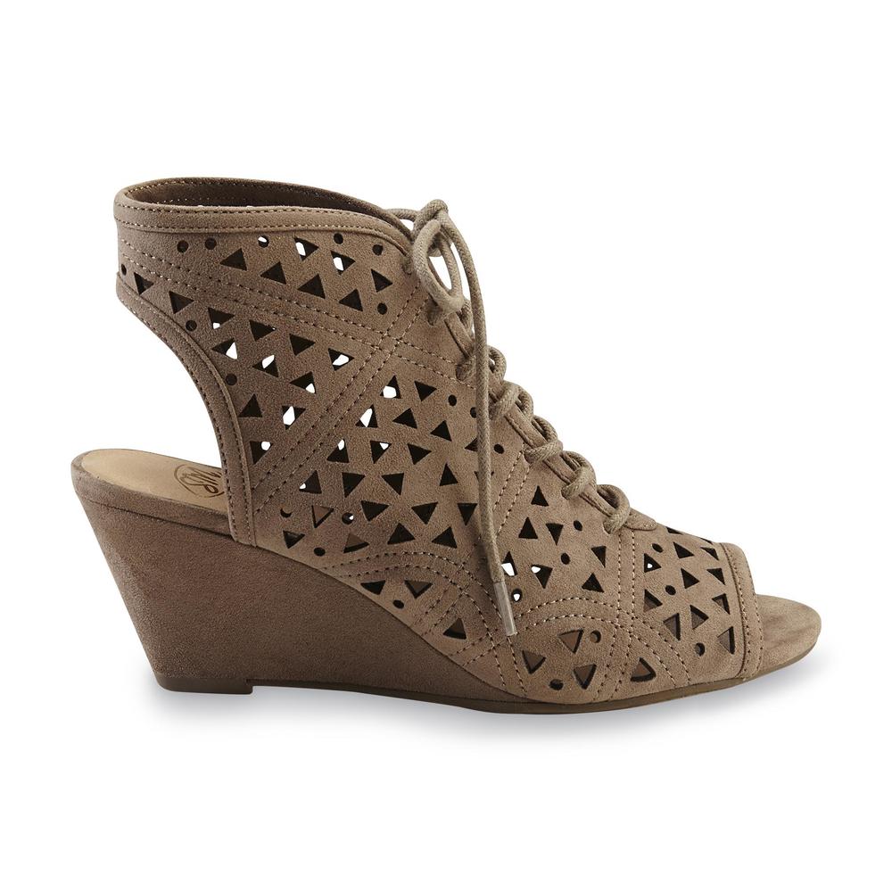 SM New York Women's Tuesday Taupe Cutout Wedge Bootie