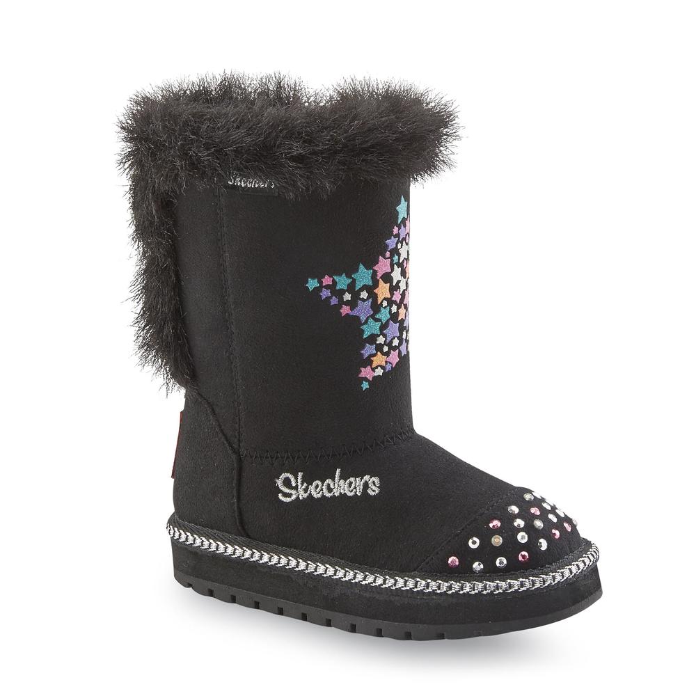 Skechers Toddler Girl's Twinkle Toes Fufu Baby 6" Black Light-Up Boot