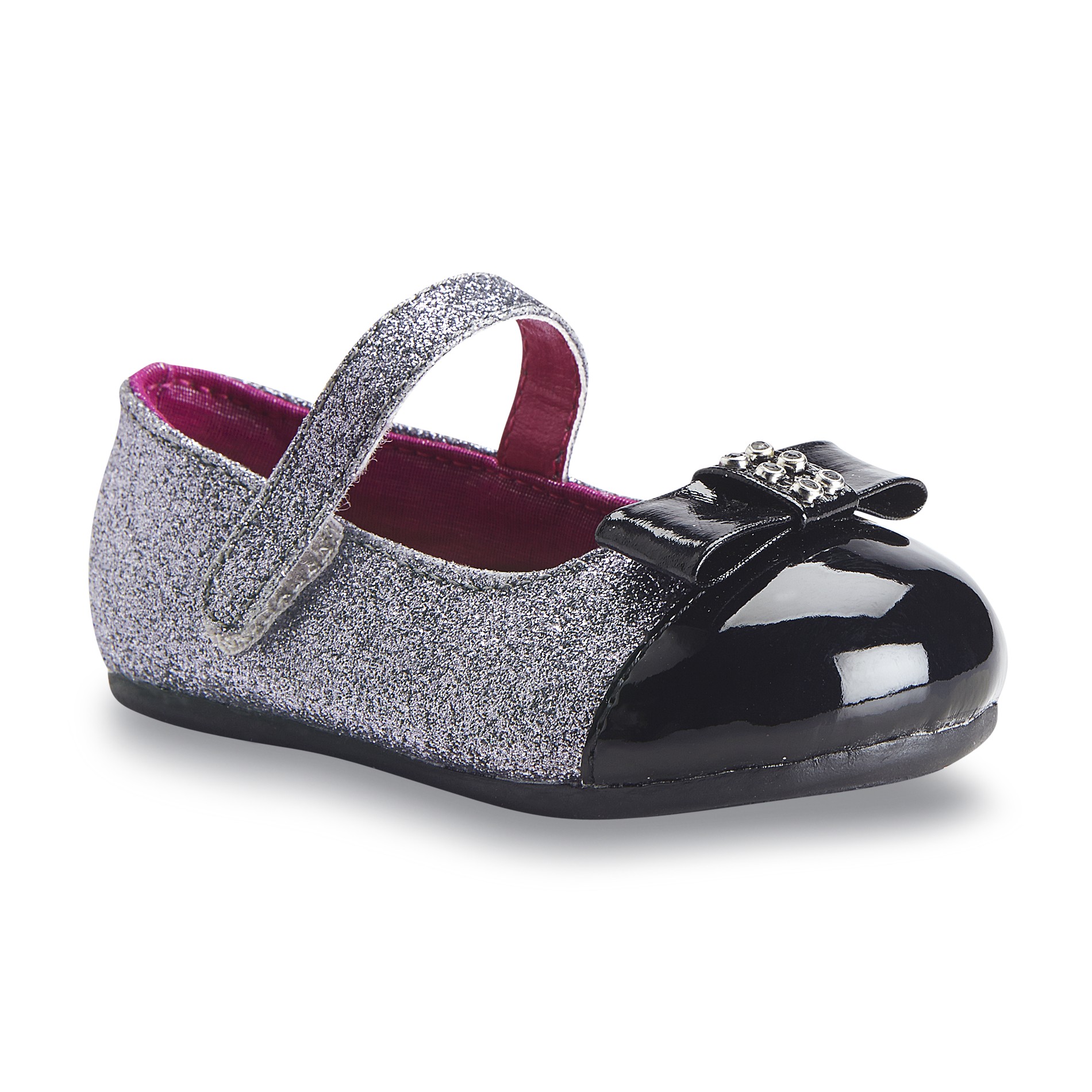 Natural Steps Toddler Girl's Scarlett Silver/Black Glitter Mary Jane Shoe