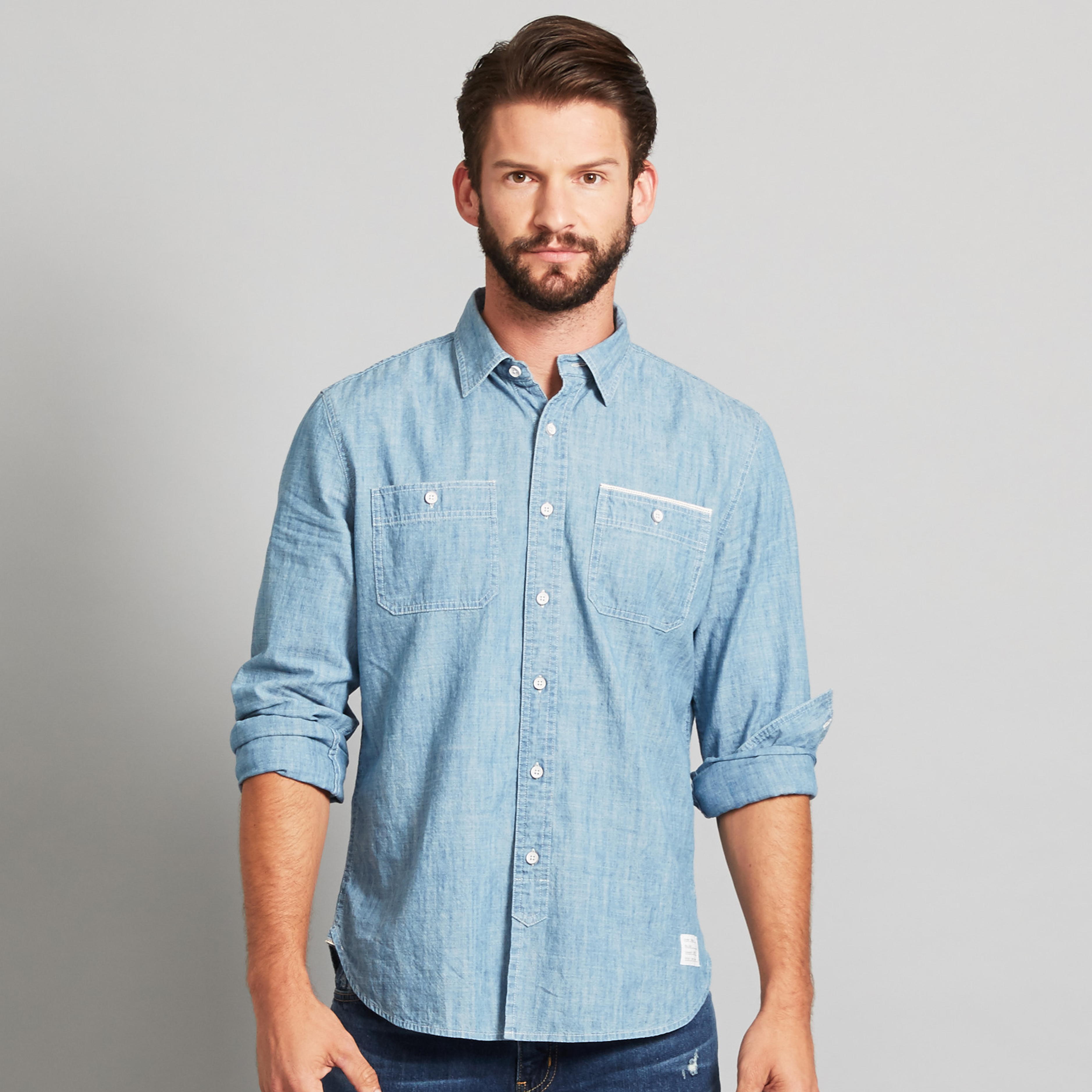 Adam Levine Men's Button-Front Chambray Shirt
