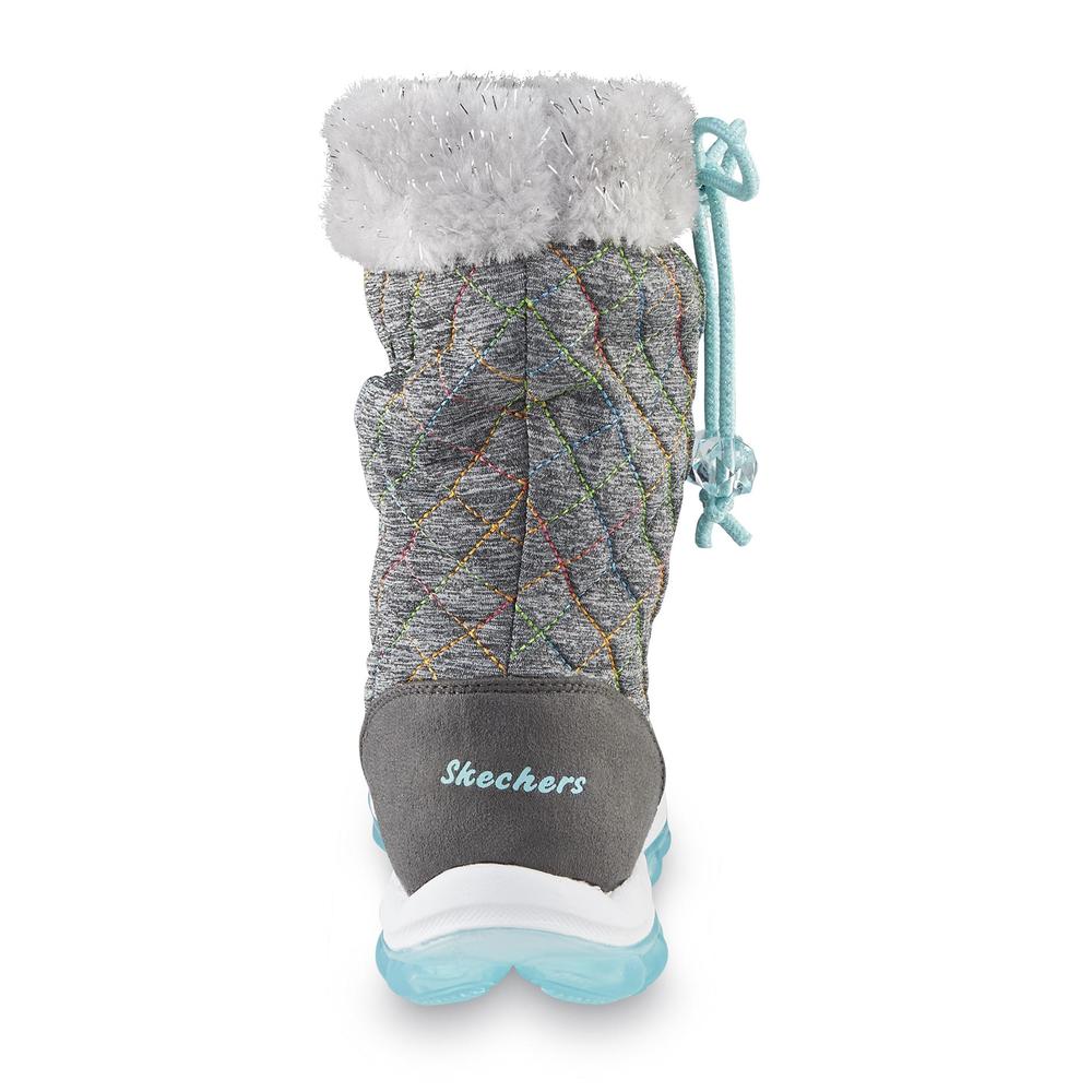 Skechers Girl's Skech Air Quilty Cuties Gray/Turquoise Winter Boot