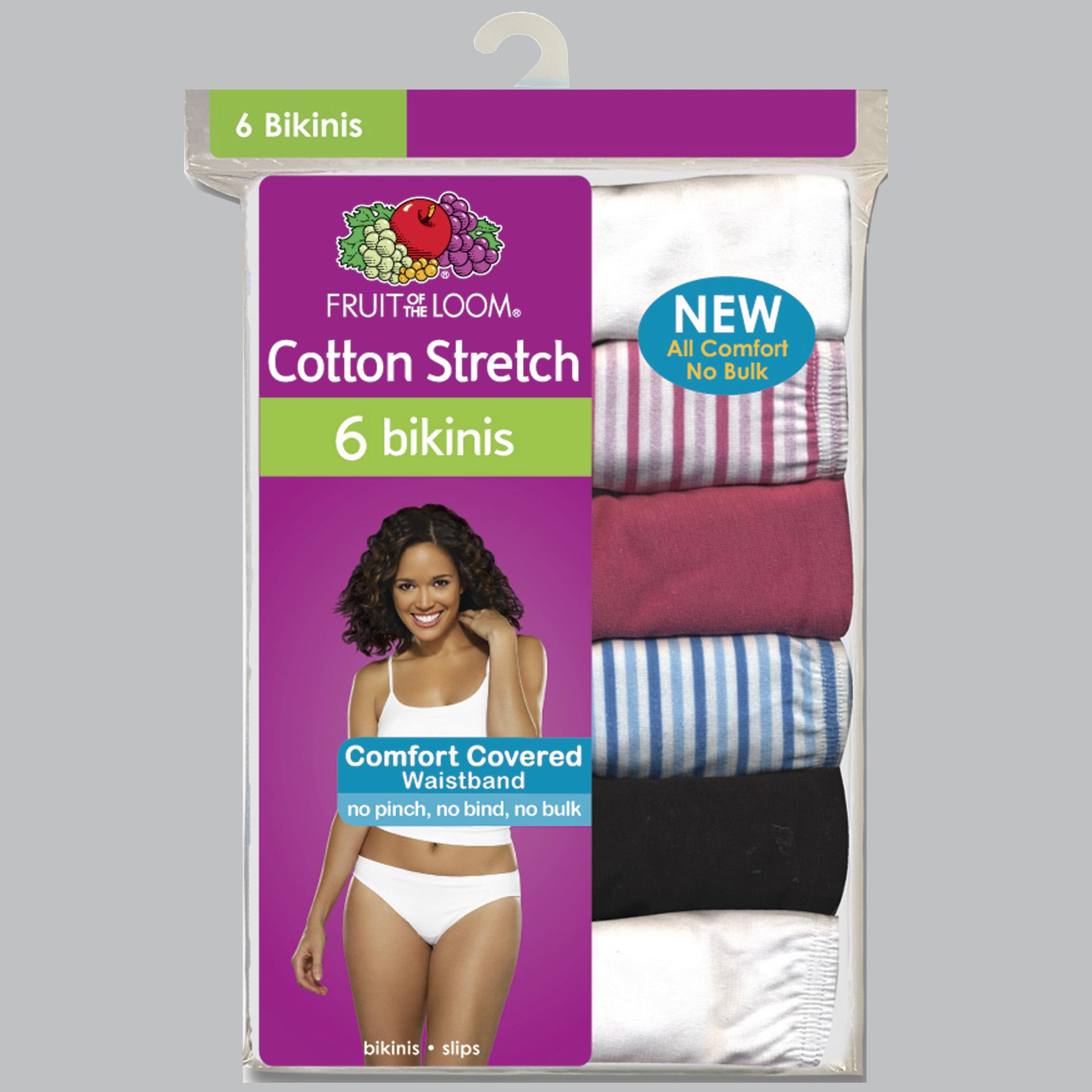 Fruit of the Loom Women's 6-Pack Cotton Stretch Bikini Briefs