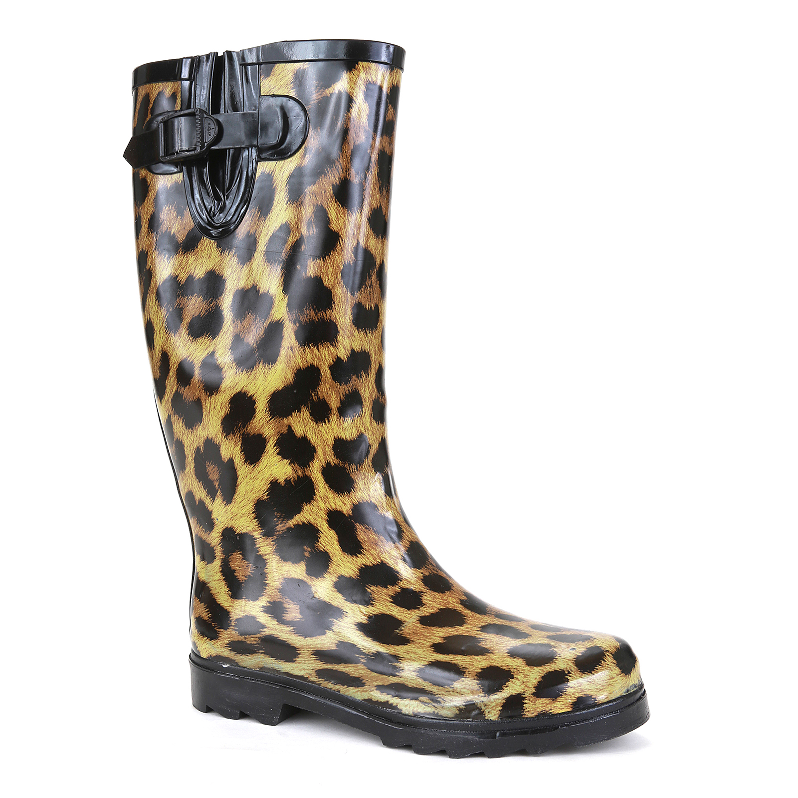 Twisted Women's Drizzy-02 Tan/Leopard Print Water-Resistant Rain Boot ...