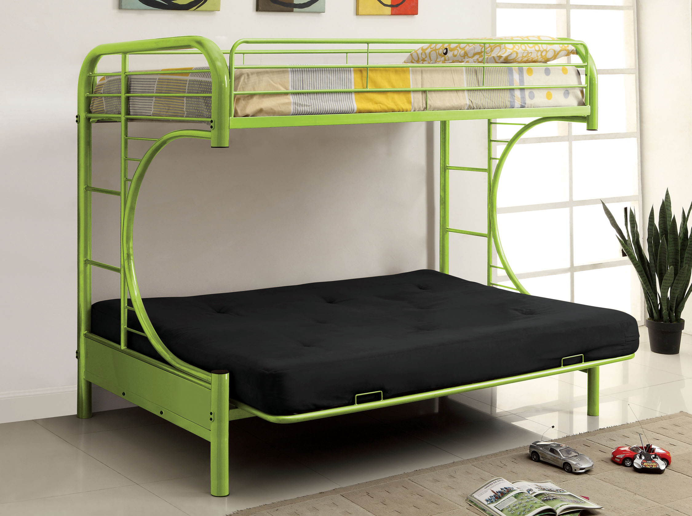 Furniture of America Spectrum Twin over Futon Metal Bunk Bed