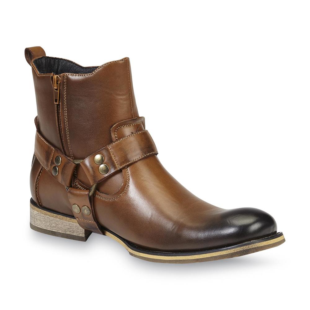 J75 by Jump Men's Wild X Brown Ankle Moto Boot