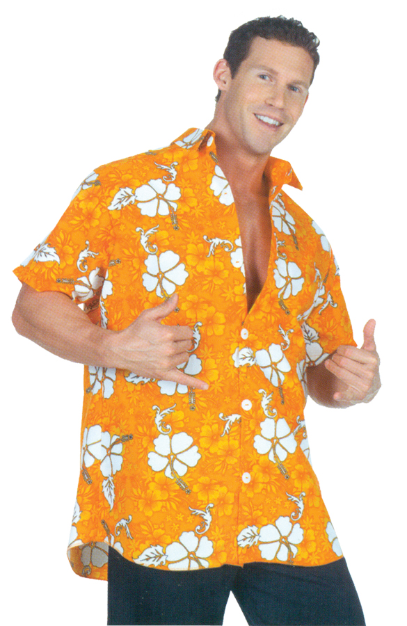 Men&#8217;s Orange Hawaiian Shirt Costume
