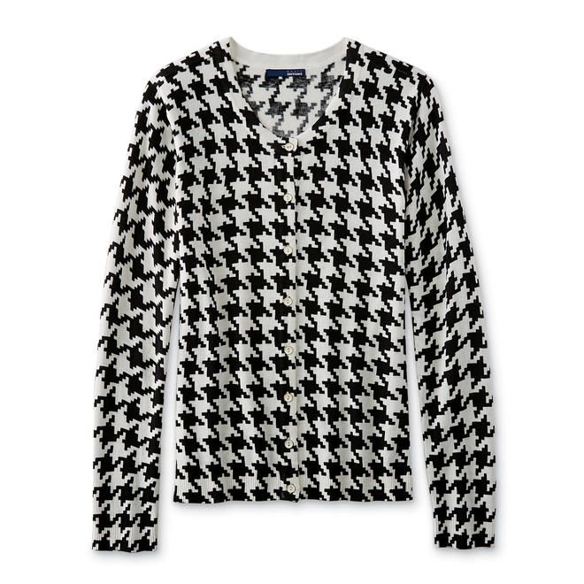 Basic Editions Women's Cardigan Sweater - Houndstooth