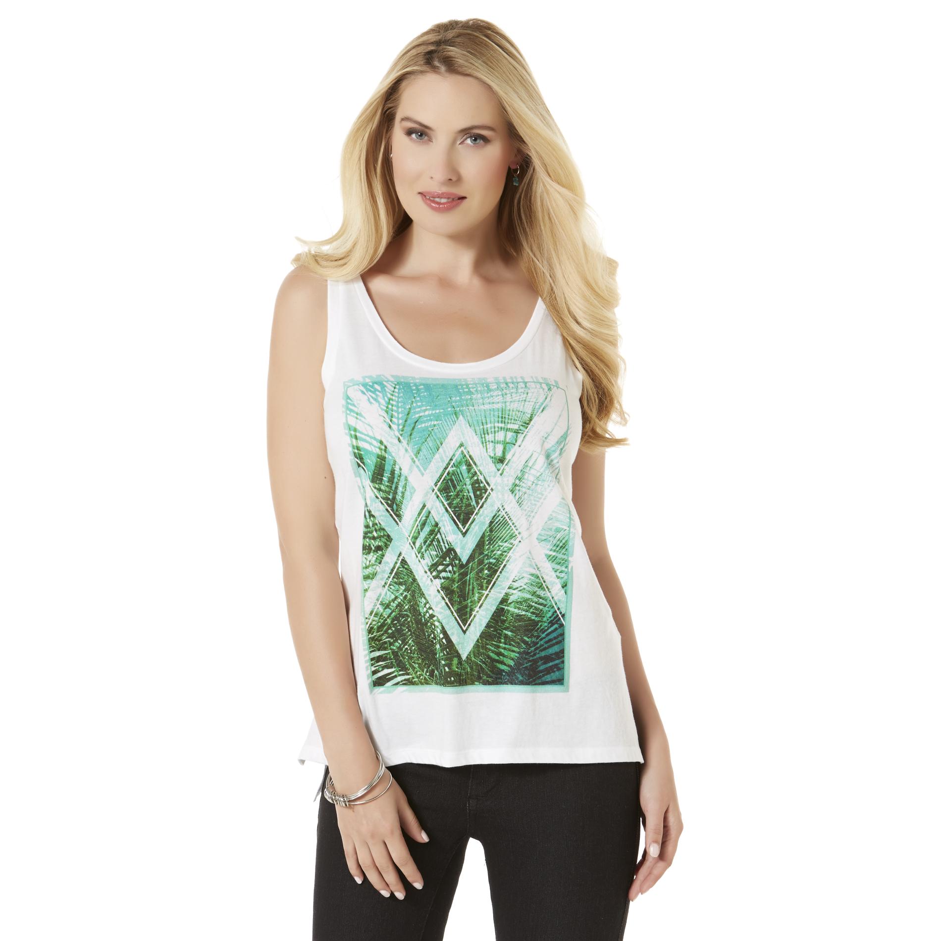 Attention Women's Graphic High-Low Tank Top - Palm Leaves