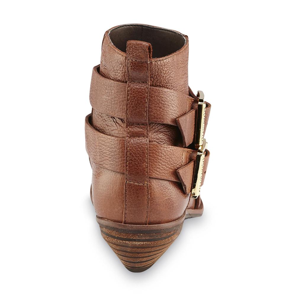 Dumond Women's Rafaela Leather Western Ankle Bootie - Brown