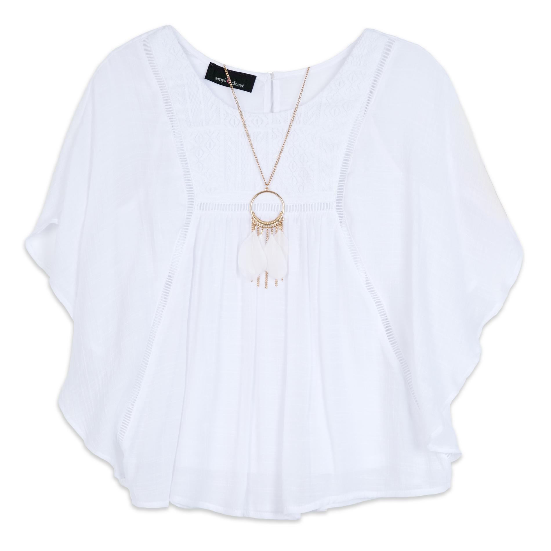 Amy's Closet Girls' Poncho Top & Necklace