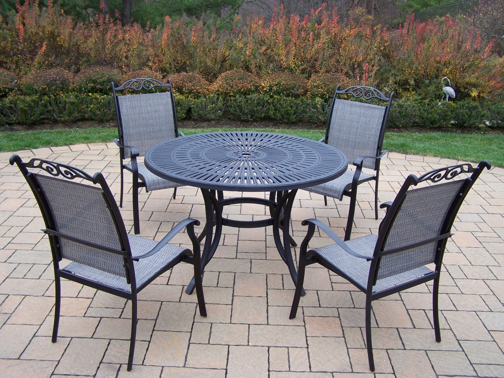 Oakland Living Aluminum 5 Pc. Patio Dining set w/ Table & Stackable Chairs
