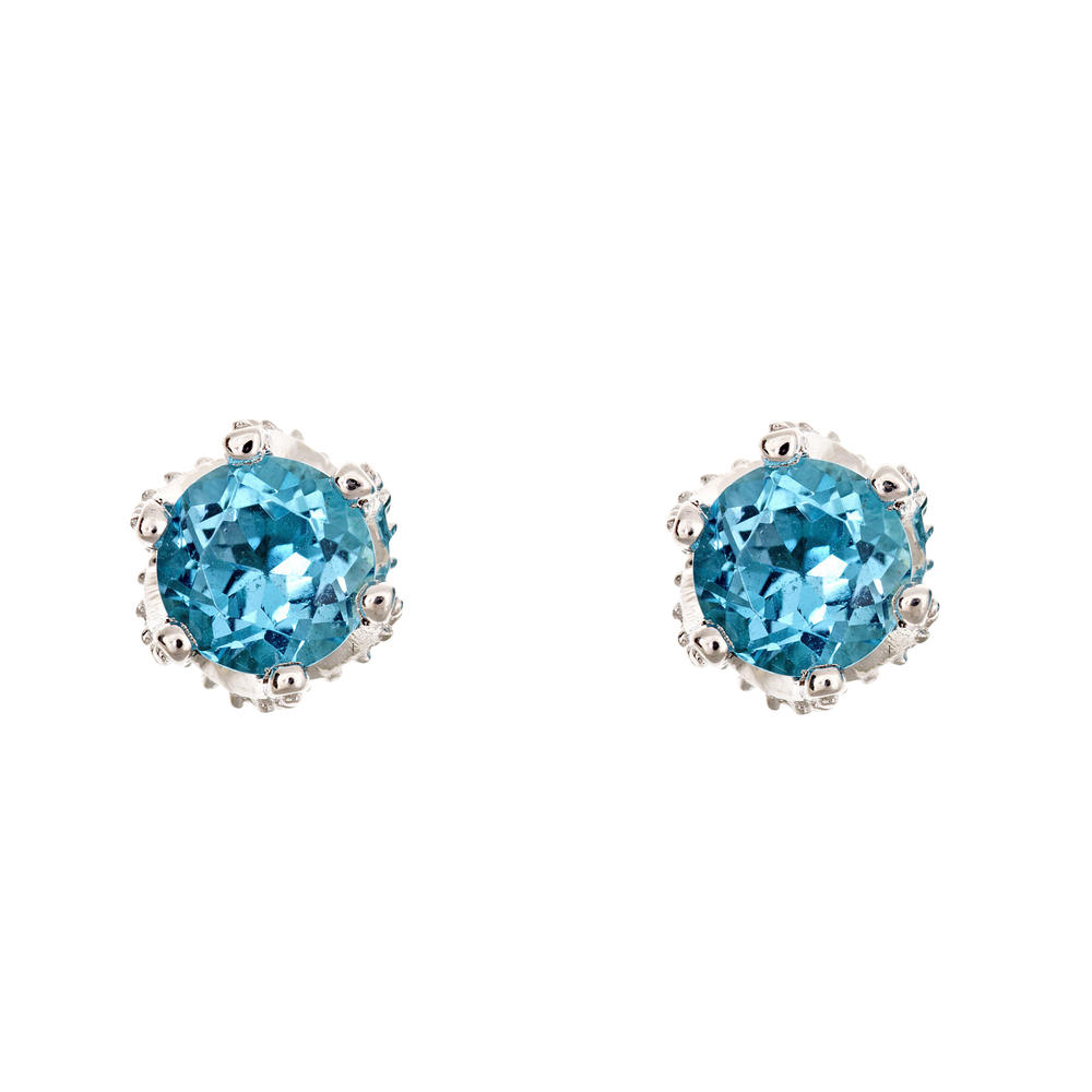 Ladies Sterling Silver  Genuine Gemstone Stud Earrings
