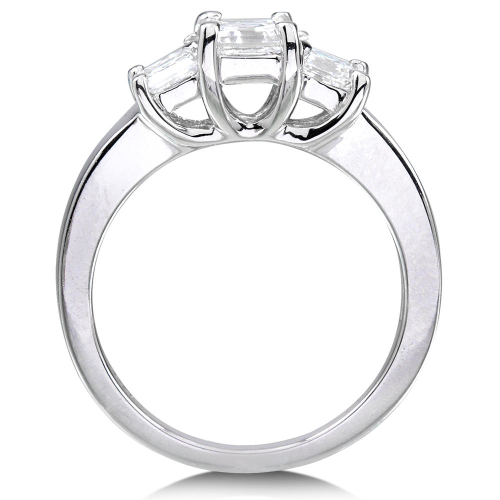 Kobelli 1 Carat (ct.tw) Asscher Diamond 3-Stone Engagement Ring in 14k White Gold