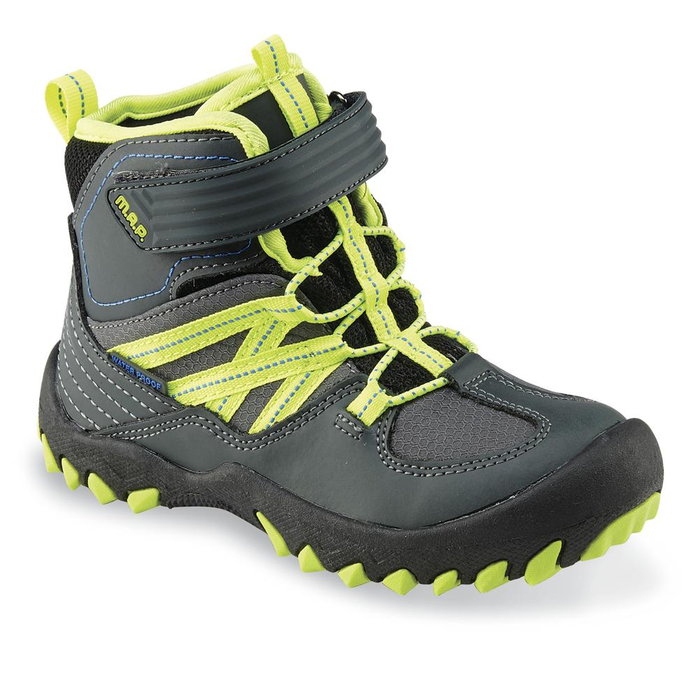 M.A.P. Boy's Alps Charcoal/Green Waterproof Hiking Boot