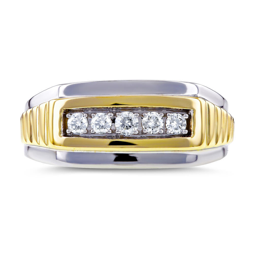 Kobelli 1/4 Carat (ct.tw) Mens Ring Channel Round Diamonds in 10k Two Tone Gold