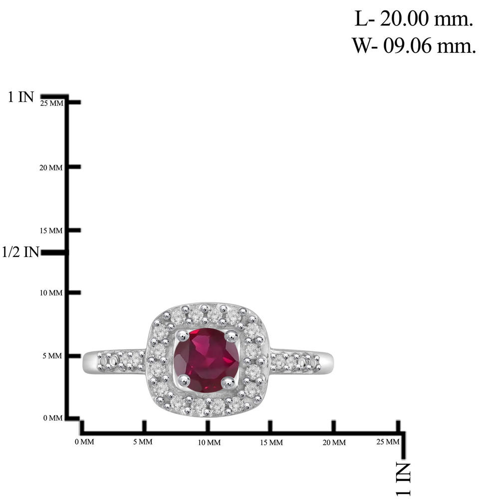 JewelonFire 3/4 Carat T.G.W. Ruby And White Diamond Accent Sterling Silver Ring