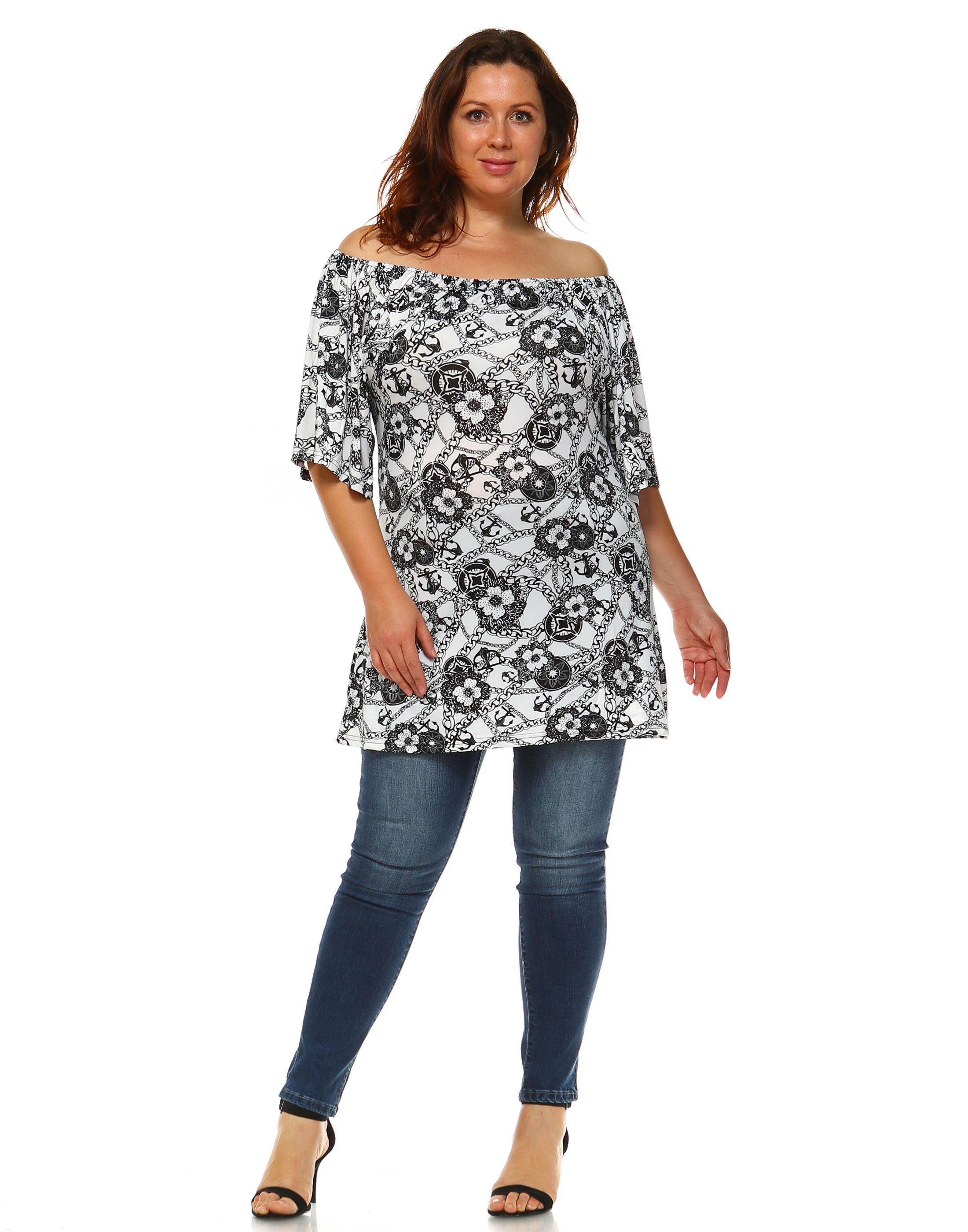 White Mark Plus Size Off The Shoulder Tunic